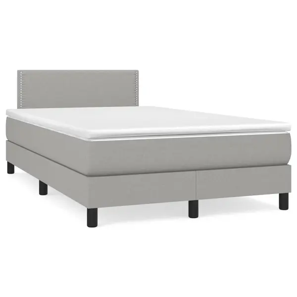 Gossi pat cu arcuri, saltea si led, gri deschis, 120x190 cm, textil