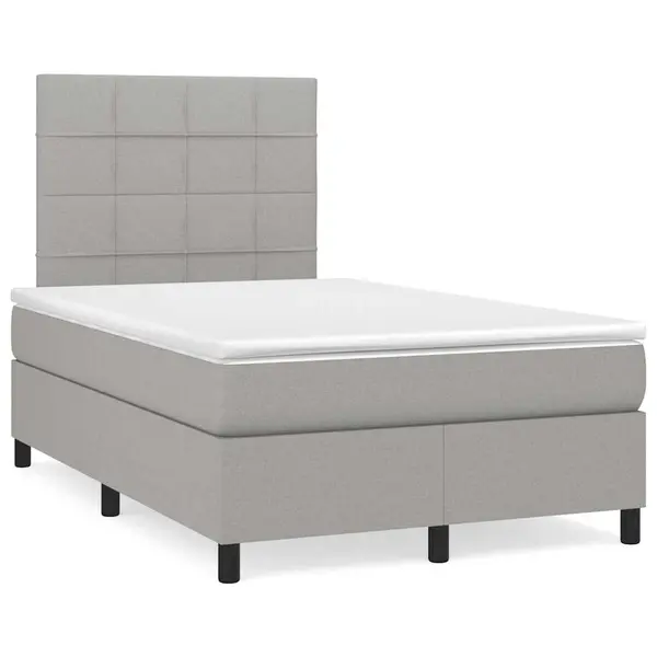 Gossi pat cu arcuri, saltea si led, gri deschis, 120x190 cm, textil