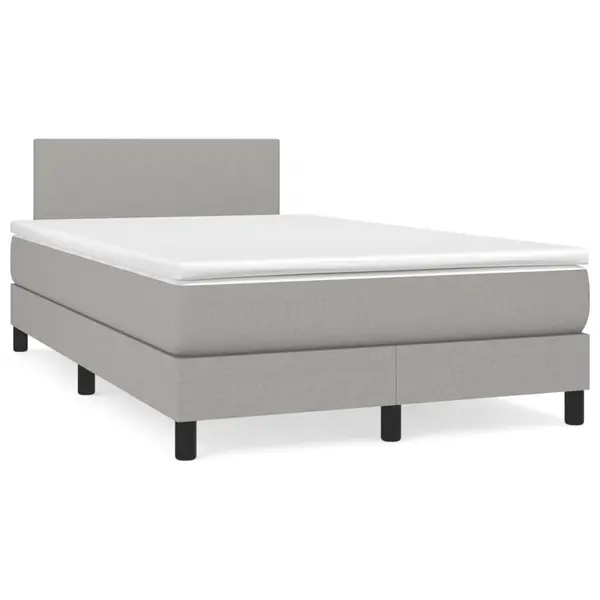 Gossi pat cu arcuri, saltea si led, gri deschis, 120x190 cm, textil