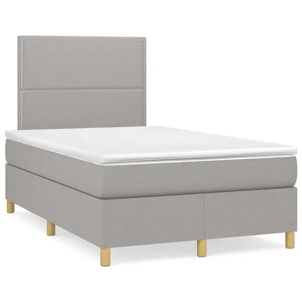 Gossi pat cu arcuri, saltea si led, gri deschis, 120x190 cm, textil