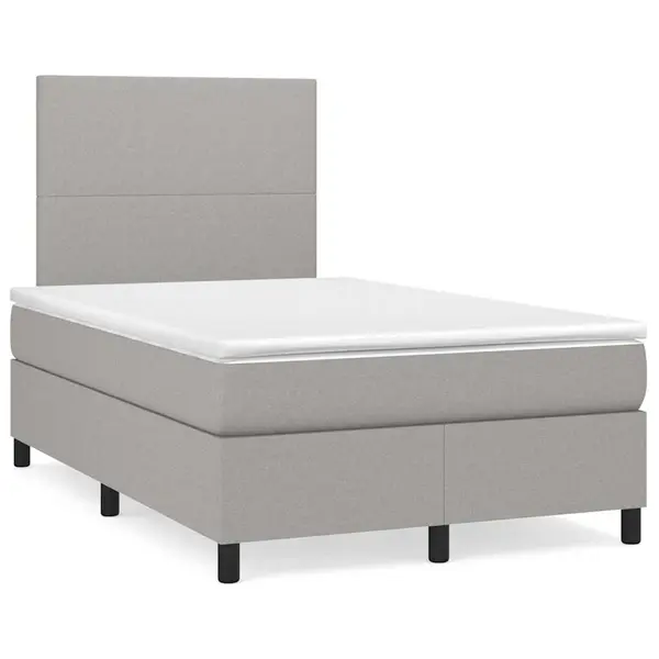 Gossi pat cu arcuri, saltea si led, gri deschis, 120x190 cm, textil