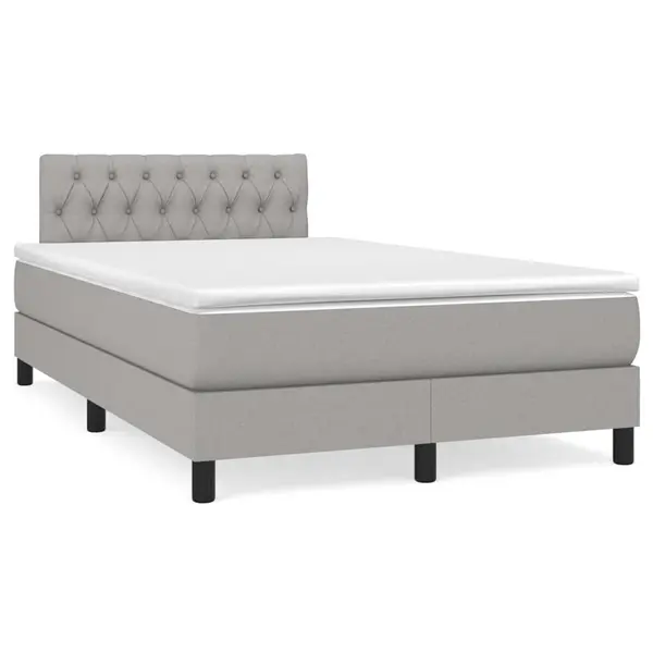 Gossi pat cu arcuri, saltea si led, gri deschis, 120x190 cm, textil