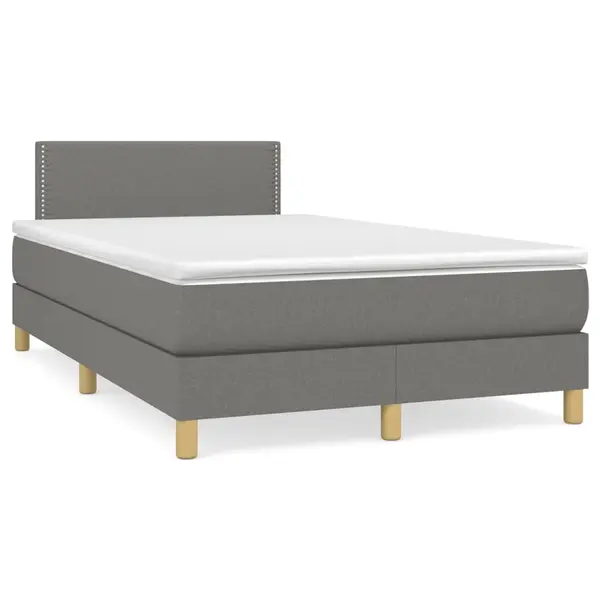 Gossi pat cu arcuri, saltea si led, gri inchis, 120x190 cm, textil