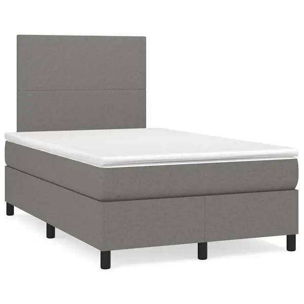 Gossi pat cu arcuri, saltea si led, gri inchis, 120x190 cm, textil