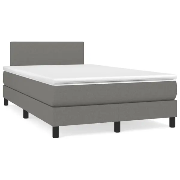 Gossi pat cu arcuri, saltea si led, gri inchis, 120x190 cm, textil