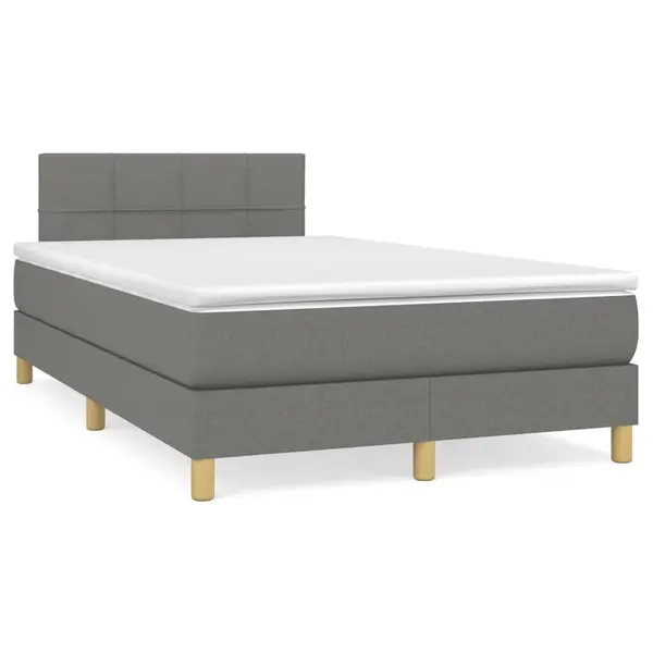 Gossi pat cu arcuri, saltea si led, gri inchis, 120x190 cm, textil