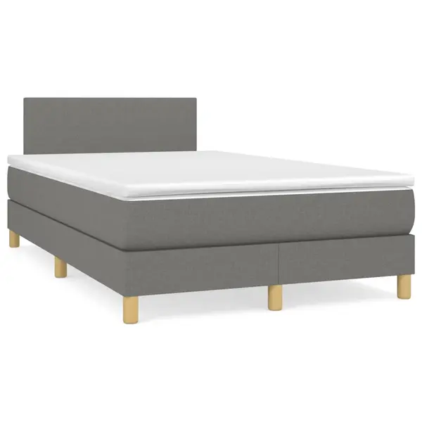 Gossi pat cu arcuri, saltea si led, gri inchis, 120x190 cm, textil