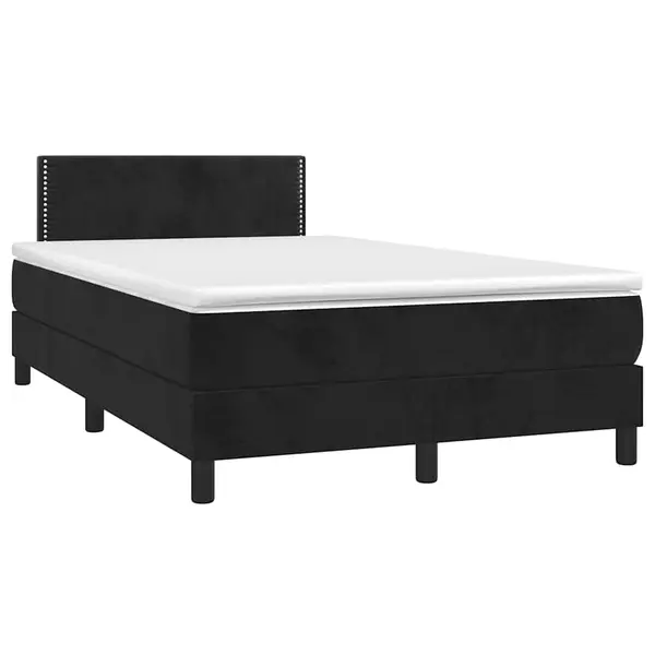 Gossi pat cu arcuri, saltea si led, negru, 120x190 cm, catifea