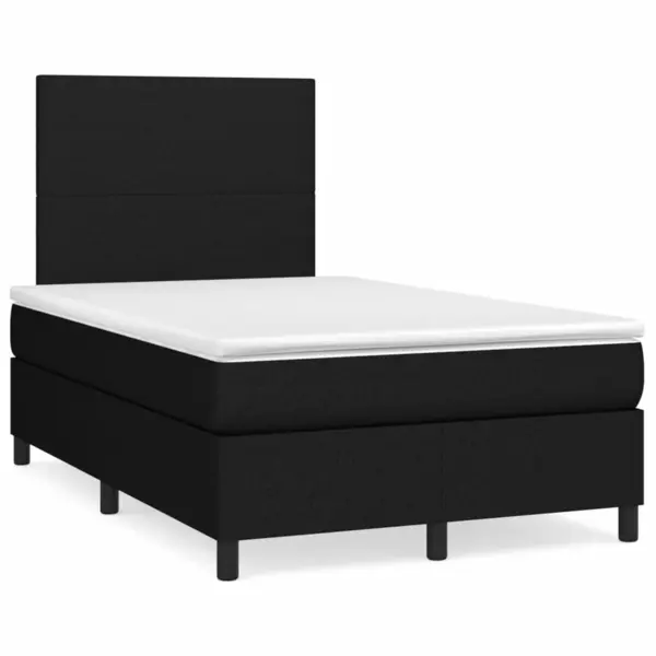 Gossi pat cu arcuri, saltea si led, negru, 120x190 cm, textil