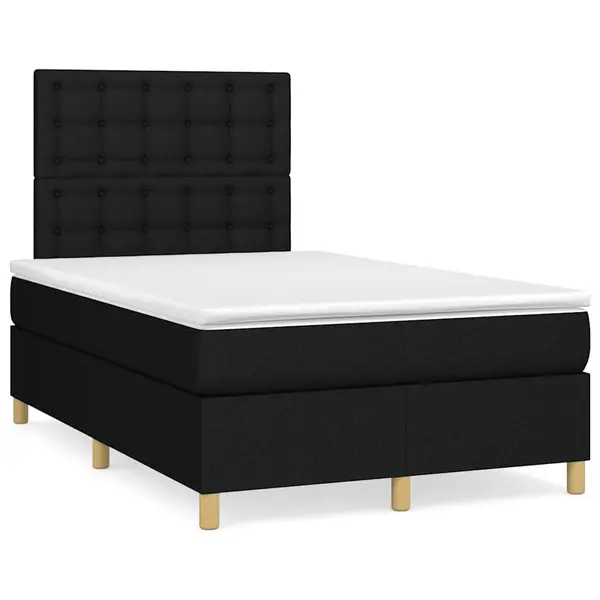 Gossi pat cu arcuri, saltea si led, negru, 120x190 cm, textil