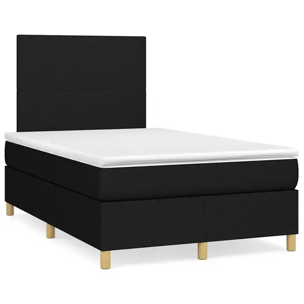 Gossi pat cu arcuri, saltea si led, negru, 120x190 cm, textil