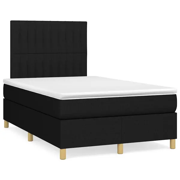 Gossi pat cu arcuri, saltea si led, negru, 120x190 cm, textil