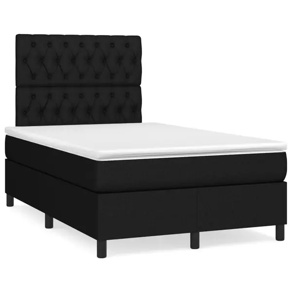 Gossi pat cu arcuri, saltea si led, negru, 120x190 cm, textil
