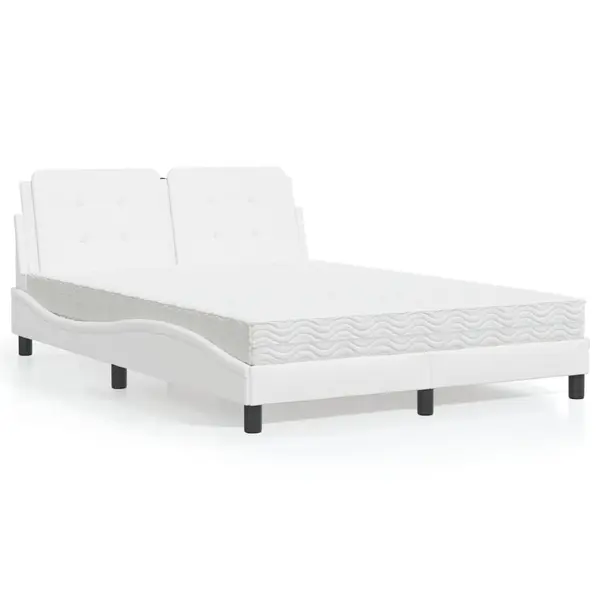 Gossi pat cu saltea, alb, 140x190 cm, piele ecologica