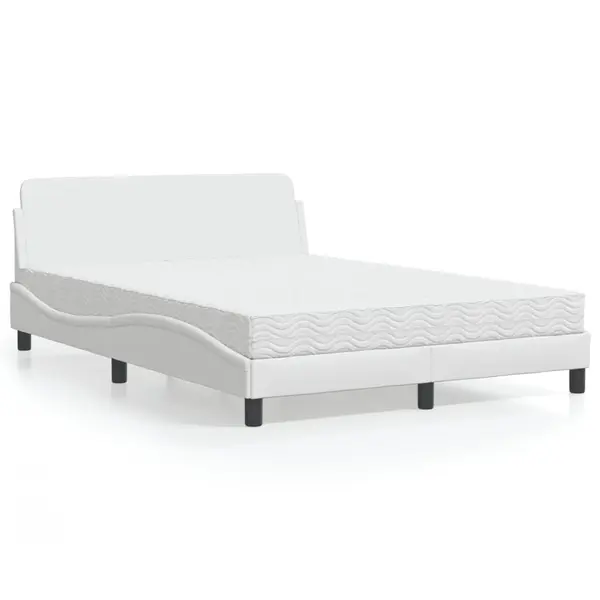 Gossi pat cu saltea, alb, 140x190 cm, piele ecologica
