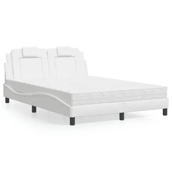 Gossi pat cu saltea, alb, 140x190 cm, piele ecologica