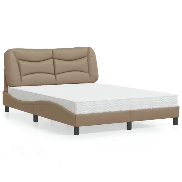 Gossi pat cu saltea, cappuccino, 140x200cm piele ecologica