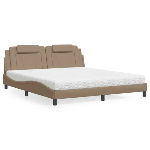 Gossi pat cu saltea, cappuccino, 180x200cm piele ecologica