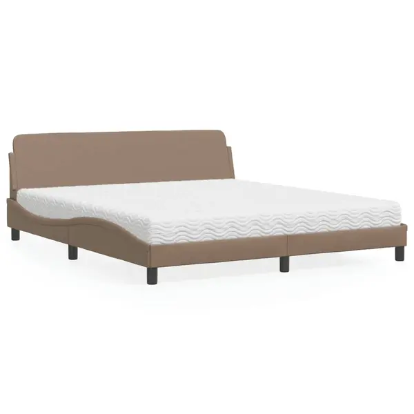 Gossi pat cu saltea, cappuccino, 180x200cm piele ecologica