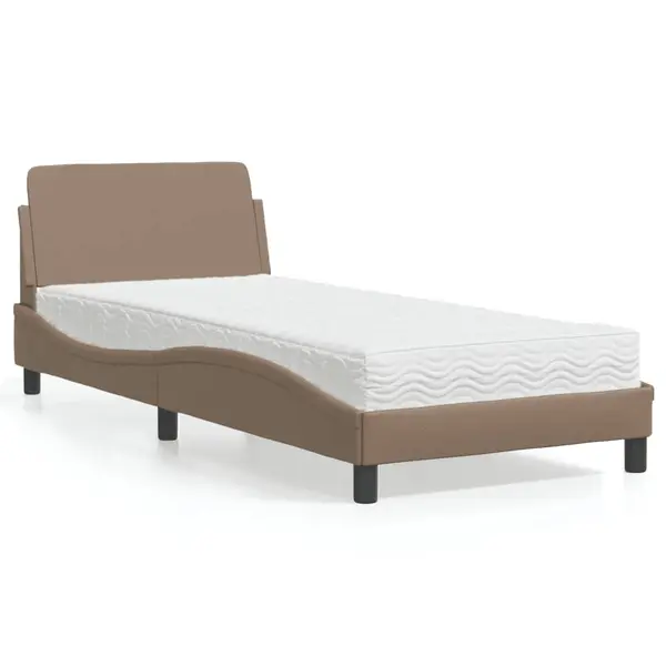 Gossi pat cu saltea, cappuccino, 90x190 cm piele ecologica