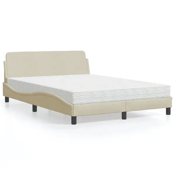 Gossi pat cu saltea, crem, 140x200 cm, material textil