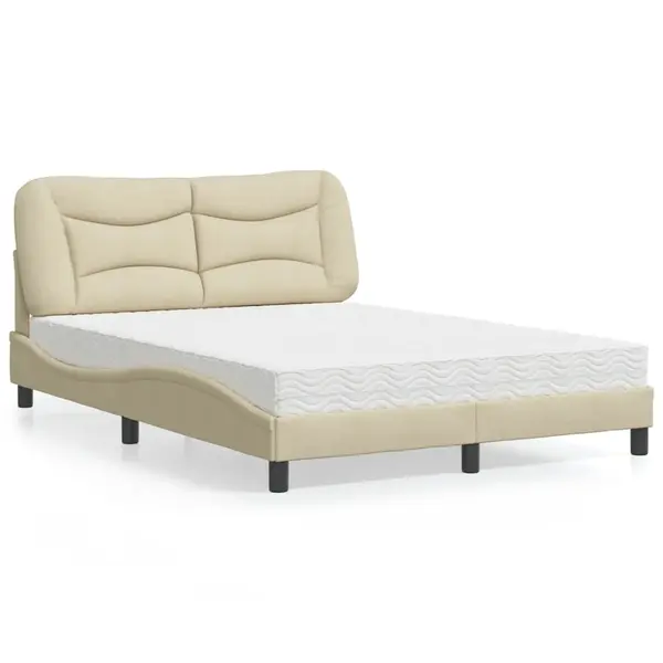 Gossi pat cu saltea, crem, 140x200 cm, material textil