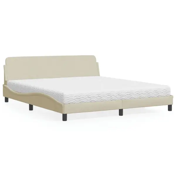 Gossi pat cu saltea, crem, 180x200 cm, textil