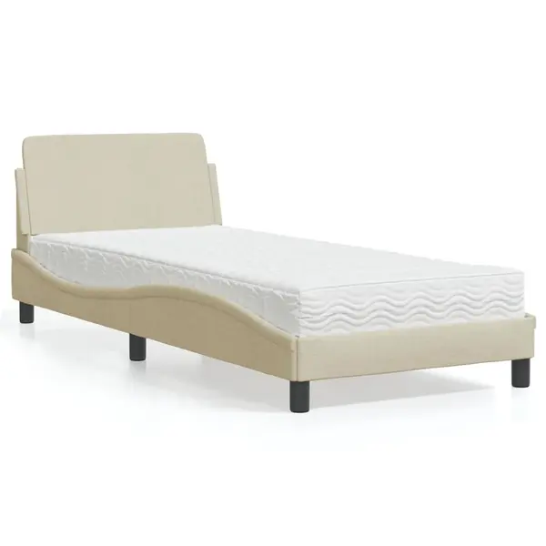 Gossi pat cu saltea, crem, 80x200 cm, textil