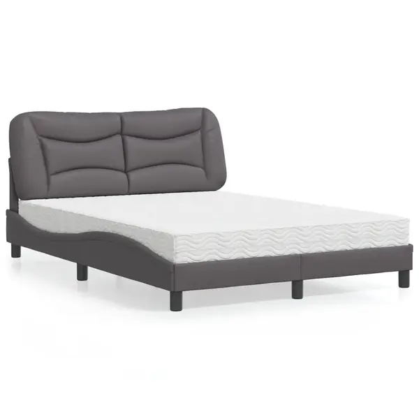 Gossi pat cu saltea, gri, 120x200 cm, piele ecologica