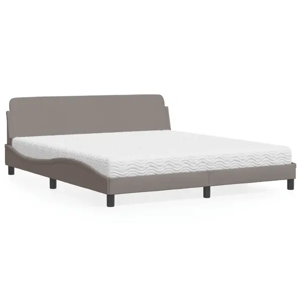 Gossi pat cu saltea, gri taupe, 180x200 cm, textil