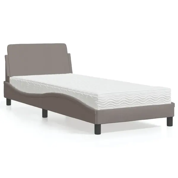 Gossi pat cu saltea, gri taupe, 90x190 cm, textil