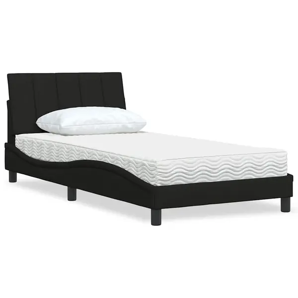 Gossi pat cu saltea, negru, 100x200 cm, textil