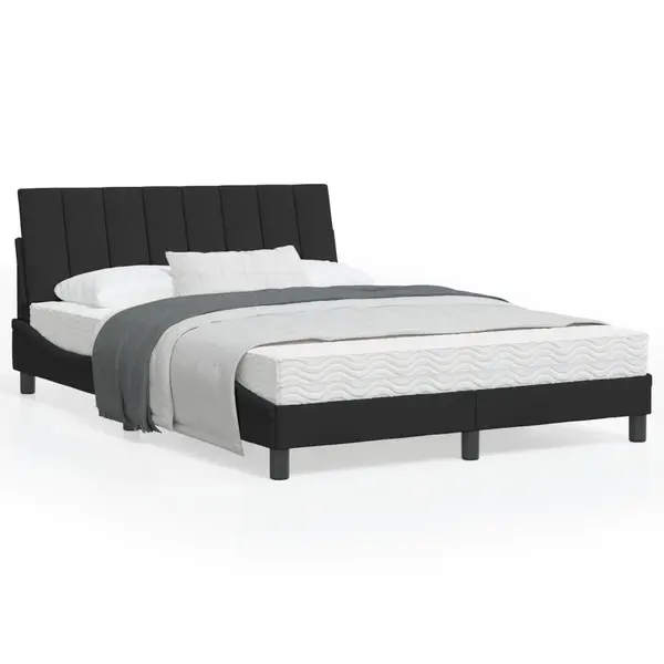 Gossi pat cu saltea, negru, 120x200 cm, catifea