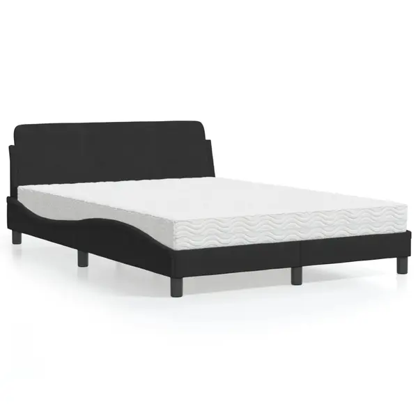 Gossi pat cu saltea, negru, 120x200 cm, catifea
