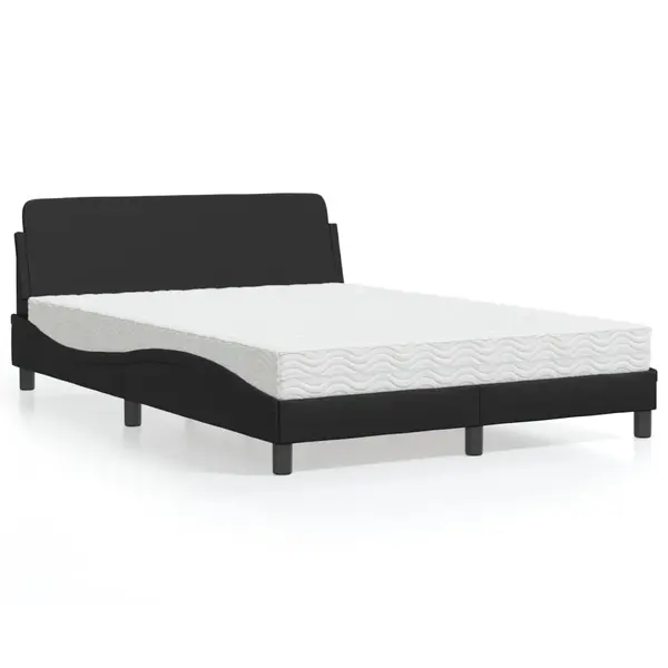 Gossi pat cu saltea, negru, 120x200 cm, piele ecologica
