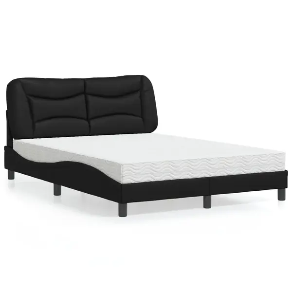 Gossi pat cu saltea, negru, 120x200 cm, piele ecologica