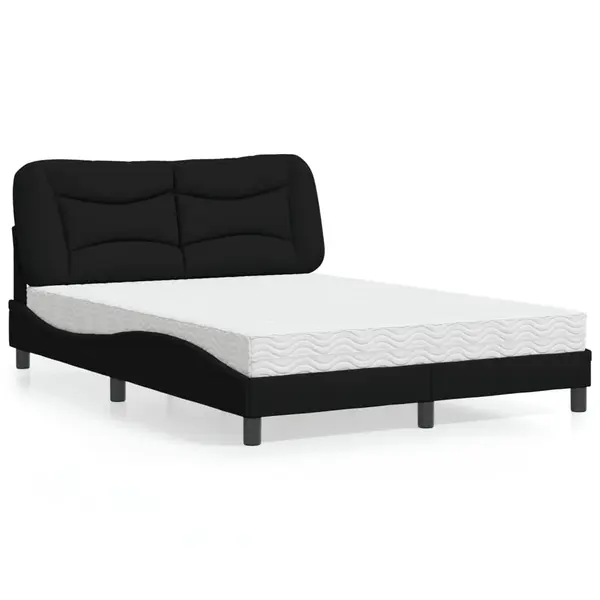 Gossi pat cu saltea, negru, 120x200 cm, textil