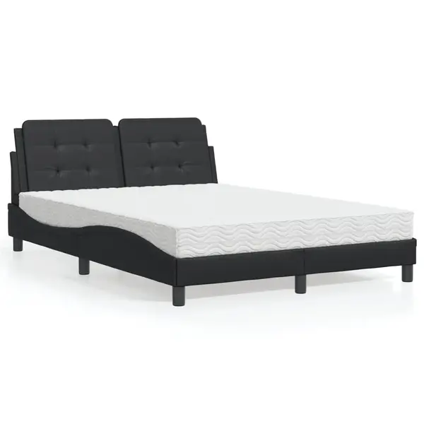 Gossi pat cu saltea, negru, 140x190 cm, piele ecologica