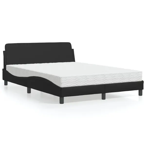 Gossi pat cu saltea, negru, 140x190 cm, piele ecologica