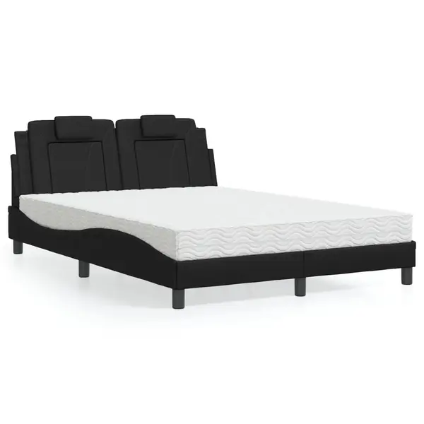 Gossi pat cu saltea, negru, 140x200 cm, piele ecologica