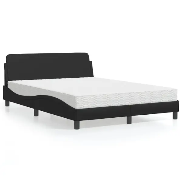 Gossi pat cu saltea, negru, 140x200 cm, piele ecologica