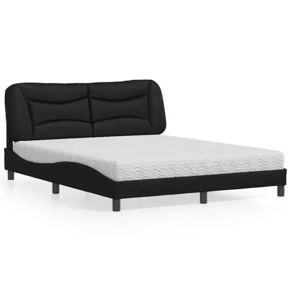 Gossi pat cu saltea, negru, 160x200 cm, piele ecologica