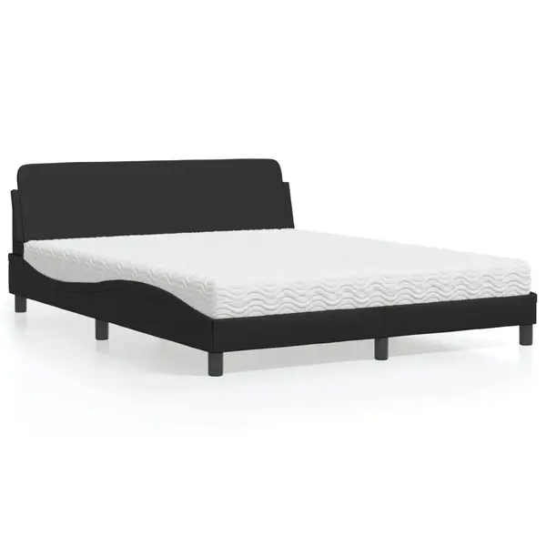 Gossi pat cu saltea, negru, 160x200 cm, piele ecologica