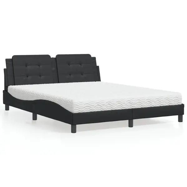 Gossi pat cu saltea, negru, 160x200 cm, piele ecologica