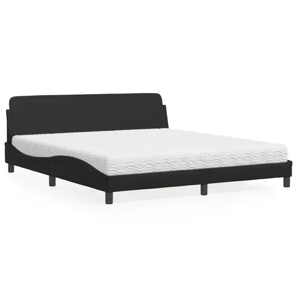 Gossi pat cu saltea, negru, 180x200 cm, piele ecologica