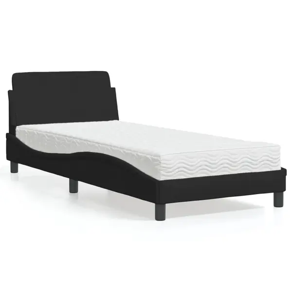 Gossi pat cu saltea, negru, 90x200 cm, textil