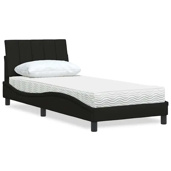 Gossi pat cu saltea, negru, 90x200 cm, textil