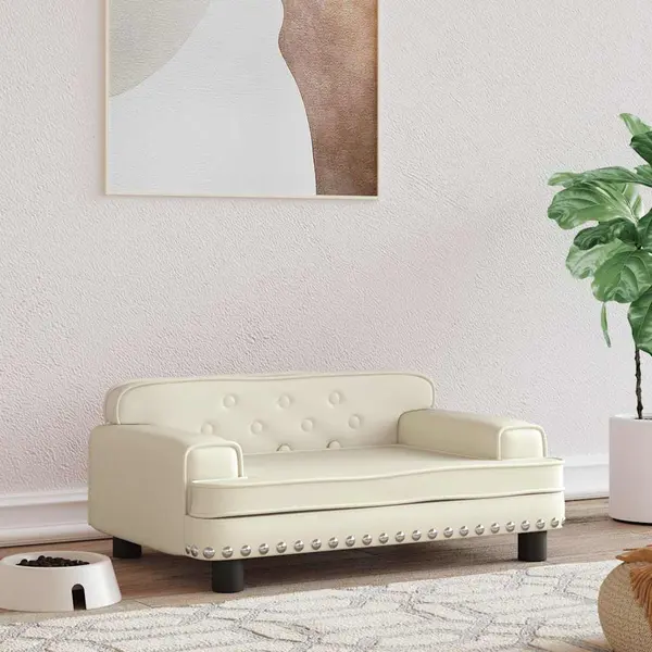 Gossi pat de caini, crem, 70x45x30 cm, piele ecologica