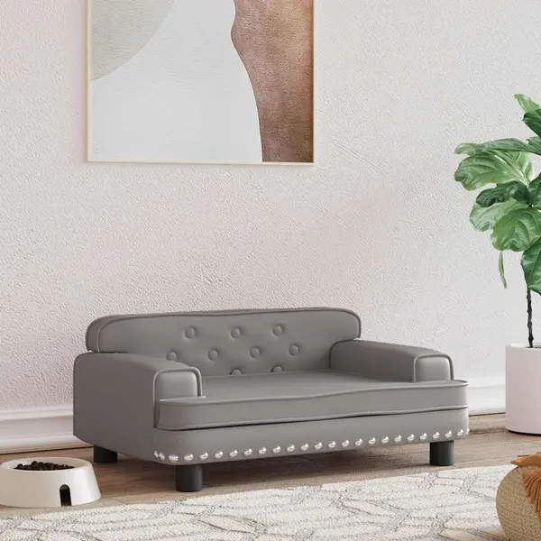 Gossi pat de caini, gri, 70x45x30 cm, piele ecologica