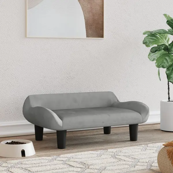 Gossi pat de caini, gri deschis, 70x40x24 cm, catifea